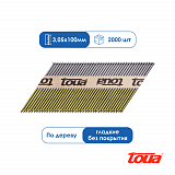 Реечные гвозди для нейлера гладкие без покрытия Toua D34 100 мм